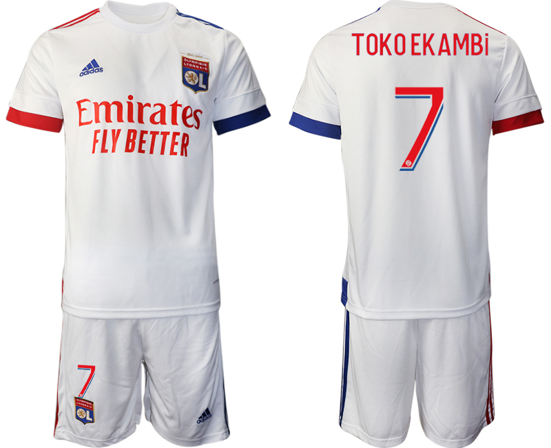 Men 2021 Lyon home 7 soccer jerseys